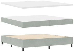 vidaXL Boxrugós ágy matracmal Világosszürke 200 x 200 cm Poliészter