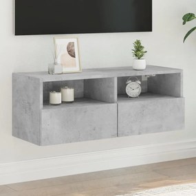 Betonszürke szerelt fa fali TV-szekrény 80 x 30 x 30 cm