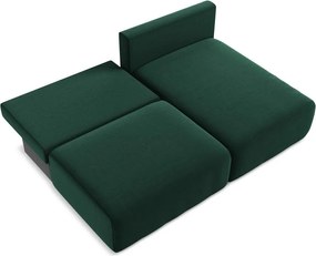 Sötétzöld bársony kinyitható-tárolóhelyes sarokkanapé (jobb oldali-heverő résszel) Kalena – Makamii