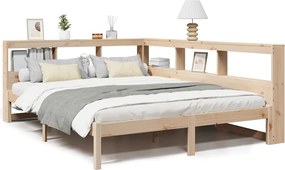 vidaXL tömör fenyőfa könyvespolcos ágy matrac nélkül 160 x 200 cm