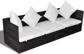 vidaXL Napozó Barna 200 x 60 x 58 cm polirattan