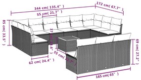 14 részes szürke polyrattan kerti ülőgarnitúra párnákkal