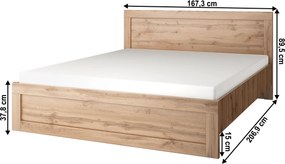 Franciaágy, 160x200, wotan tölgy, MORATIZ