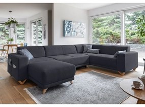 Antracitszürke kinyitható-tárolóhelyes sarokkanapé (jobb oldali-U alakú) Classy Sophie – Miuform