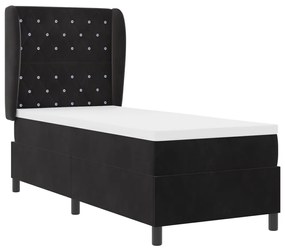 Boxspring Ágy Mattal Fekete Színben, 80x200 cm Bársony