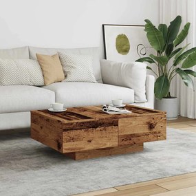 antik fa színű szerelt fa dohányzóasztal 90 x 60 x 31 cm