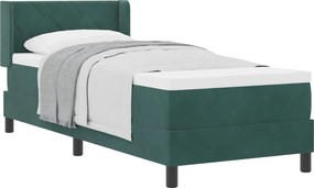 vidaXL Boxrugós ágy matracmal Sötétzöld 200 x 80 cm Poliészter