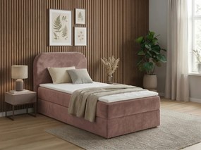 Kárpitozott boxspring ágy FORENA 90x200 cm óarany rózsaszínű Matrac: Bonell rugós matrac