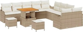 vidaXL Kerti Kanapé Szett 13 pcs Bézs polirattan