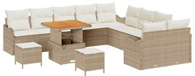 vidaXL Kerti Kanapé Szett 13 pcs Bézs polirattan