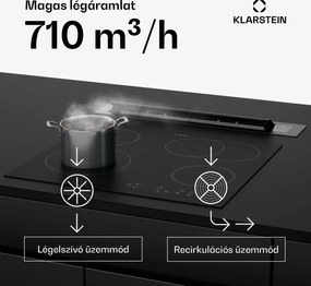 Klarstein Brisa páraelszívó, kihúzható, 710 m³/h, A+, LED, 42 dB, elszívó/recirkulációs üzemmód