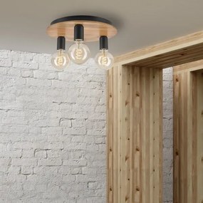Mennyezeti lámpa DUSTY 3xE27/15W/230V átm. 34 cm tölgy/fekete