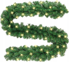 Karácsonyi girland 2,7 m Meleg fehér Mesterséges zöld 220 ág 50 Led