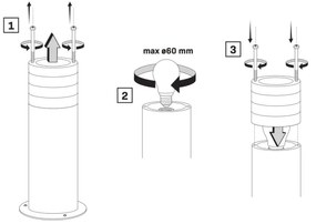 Kültéri lámpa RINO 1xE27/12W/230V IP54 74 cm fekete