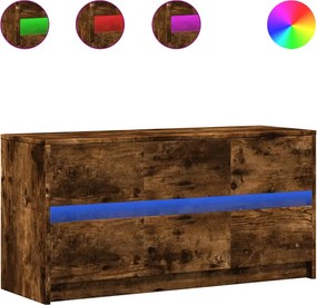 vidaXL füstös tölgy színű szerelt fa LED-es TV-szekrény 100x34x50 cm
