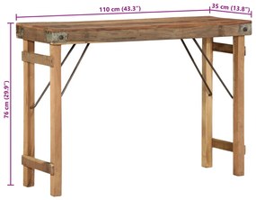 Konzolasztal 110x35x76 cm Tömör Újrahasznosított Fa