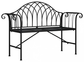 kétszemélyes fekete acél kerti pad 128 cm