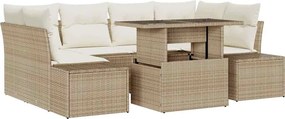 vidaXL Kanapé Szett párnával 7 pcs Beige és krém polirattan