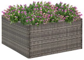 szürke polyrattan kerti ültetőláda 80 x 80 x 40 cm