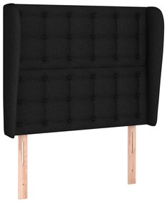 fekete szövet fejtámla szárnyakkal 93 x 23 x 118/128 cm
