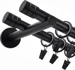 Fém Függönykarnis fali dupla Függönykarnis 19 mm fekete matt Maró 120 cm