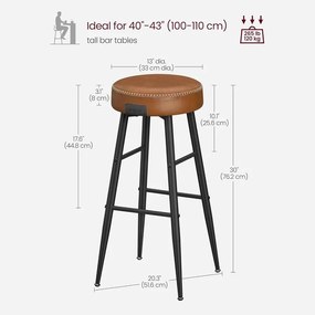 EKHO bárszékek, 2 db-os 76.2 cm magas bárszék szett, karamellbarna