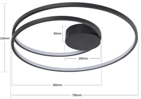Brilagi - LED dimmelhető mennyezeti lámpa TWISTER LED/75W/230V Ø 70 cm fekete + távirányító