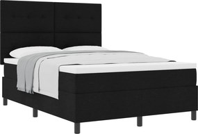 vidaXL Boxrugós ágy matracmal fejtámlával Fekete 140 x 190 cm szövet
