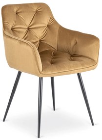 Elegáns bársony étkezőszék MODESTO, mustársárga színben