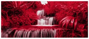 Kép - Indonéziai vízesések piros színben (120x50 cm)