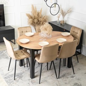 Étkezőgarnitúra 6 db. Bézs Robin székkel. Bővíthető asztal HARRY 102-142 cm