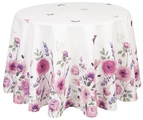Vintage Nyári pamut kerek asztalterítő rózsaszín rózsa Ø 170 CM