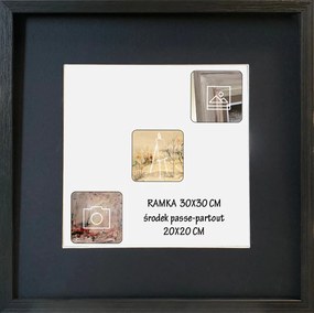 Kész képkeret, azonnal felakasztható, 30x30 cm, fa keret 20x20 cm-es passepartout a képhez