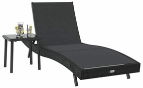Napozóágy asztallal 2 pcs Fekete 40 x 40 x 40.5 cm polirattan