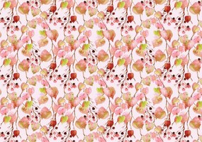 Flizelin fotótapéta Akvarell Virágok és bogyók Rózsa-Bézs 300x210 +ragasztó