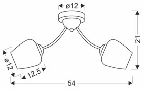 Felületre szerelhető csillár  ZINA 2xE27/40W/230V réz/fehér