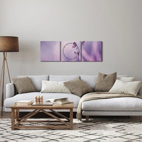 Kép - Lila pillangók (órával) (90x30 cm)