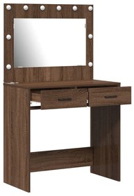 Sminktükör LED Világítással Barna Tölgy 78,5x41x135 cm