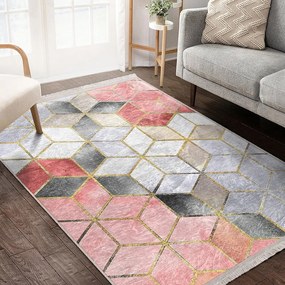 Rózsaszín-szürke mosható futószőnyeg 80x200 cm – Mila Home
