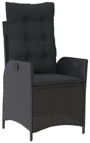 9 részes fekete polyrattan kerti étkezőgarnitúra párnákkal