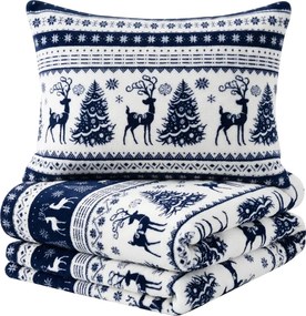 Mikroplüss ágyneműhuzat WINTER DEER VELVET kék