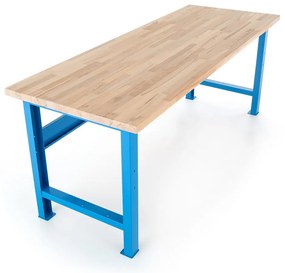 Műhelyasztal Basic, előlappal, 200 x 80 cm, kék - ral 5012