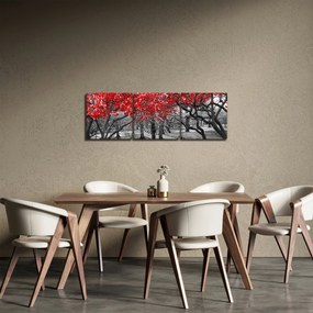 Kép - vörös fák,Central Park, New York (órával) (90x30 cm)