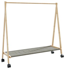 bambusz ruhaállvány polcokkal és kerekekkel 103 x 40 x 183 cm