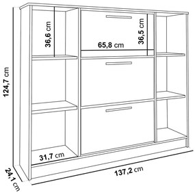 KF ZAFIA SZNB02D cipősszekrény - craft tölgy