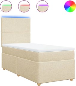 vidaXL krémszínű szövet rugós ágy matraccal 80 x 200 cm