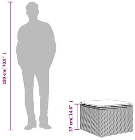 Kerti Puff Térkező Párnával Barna 55x55x37 cm Poli Rattan