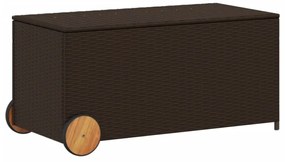 barna polyrattan kerti tárolóláda kerekekkel 190 L