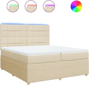 vidaXL krémszínű szövet rugós ágy matraccal 200 x 200 cm