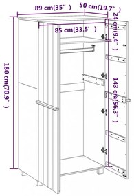 HAMAR sötétszürke tömör fenyőfa gardrób 89 x 50 x 180 cm